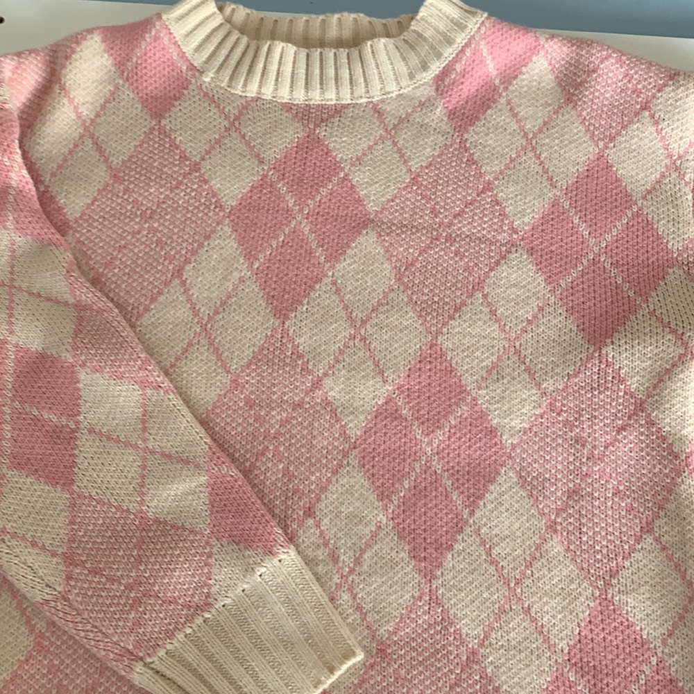 Pink plaid sweater